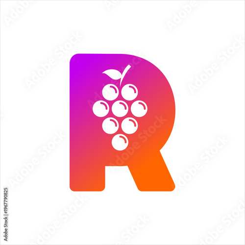 A logo that combines grapes and the letter R. This logo is perfect for a food business.