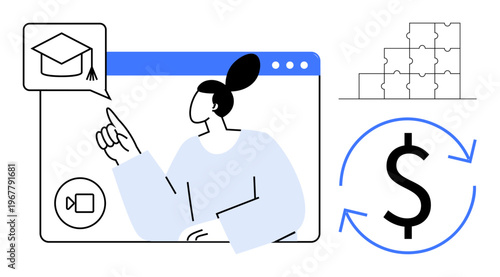 Online education. Online education tools enhancing knowledge accessibility, video communication, and financial opportunities. Online education reshaping learning and career growth potential