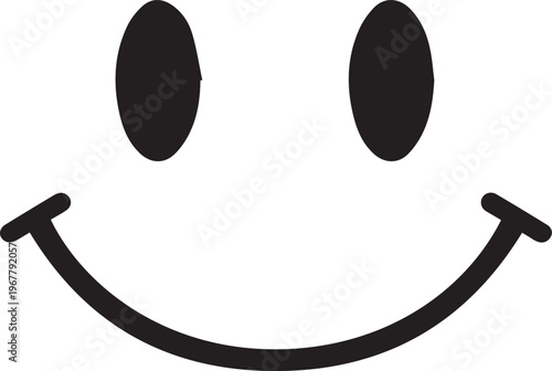 Black silhouette illustration of smiling face on transparent background vector graphic