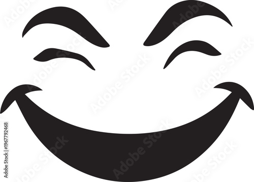 Black silhouette illustration of a winking face on transparent background