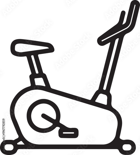 Outline of an exercise bike for indoor fitness and cardio.