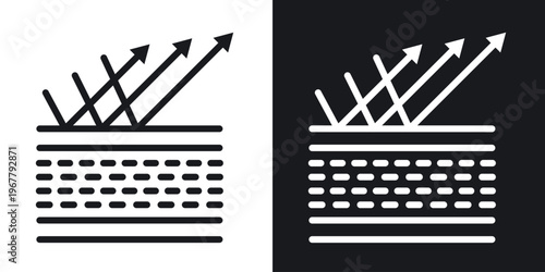 Wrinkles face reflection icon set in black and white stroke lines