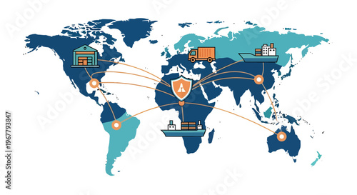 Global Logistics Network with Secure Shipping Routes Across Continents