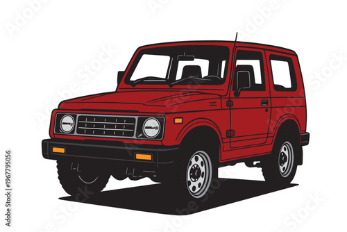 A stylish vector of a red hardtop vehicle, featuring smooth curves and a solid design, representing durability, performance, and a modern automotive look.