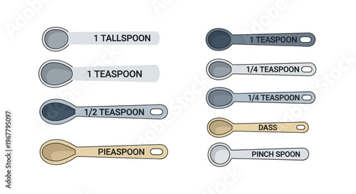 Set of Measuring Spoons for Baking and Cooking