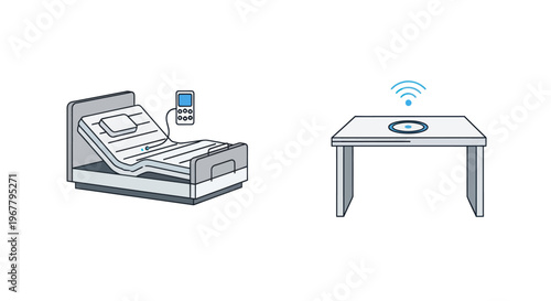 Smart Bed and Wireless Charging Table - Modern Healthcare Technology