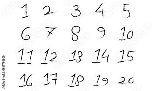 abstract simple 1 to 20 brush number design.