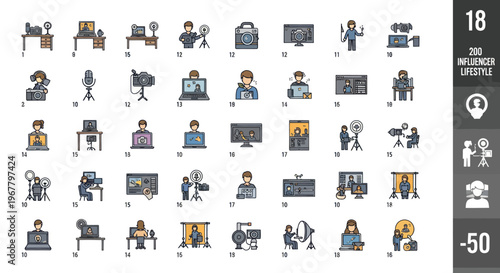 Influencer Lifestyle Icons: Vlogging, Streaming, Content Creation & Broadcasting