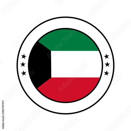 Free Download Kuwait Flag Emblem with White Circle and Stars - GFXLoad