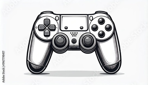 Detailed Illustration of a Modern Video Game Controller.