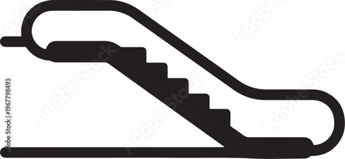 Escalator, moving staircase, elevator icon, black vector symbol