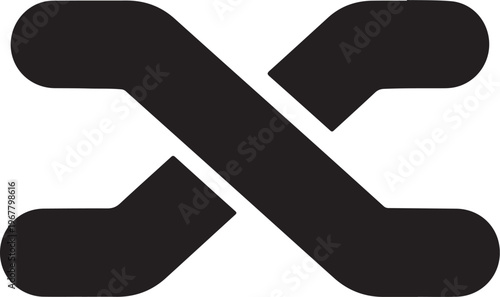 Black crossed hockey sticks, sports equipment icon, vector graphic, athletic symbol