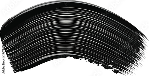 Vector  illustration of Black mascara smear and thick charcoal paint stroke isolated on transparent background