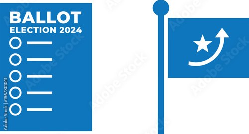 Election 2024 ballot and flag vector icons