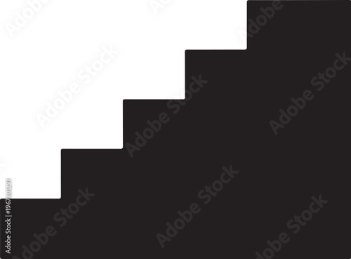 Black, geometric, staircase, steps, vector graphic, modern design element, abstract shape