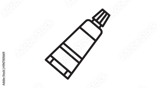 Tube icon with cap for dispensing creams, ointments, or paints in a simple outline style. featuring cream, ointment, paint with cosmetic and medical