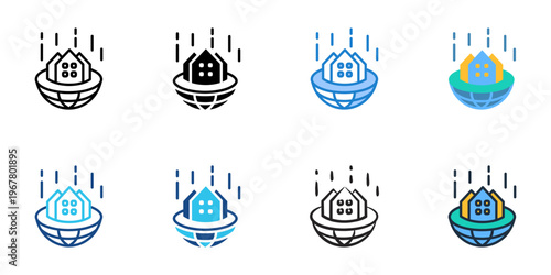 Real estate parcel icons set multiple style collection. Editable stroke 
