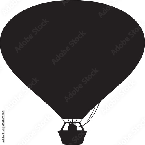 Silhouette of a hot air balloon against a white background showing the basket and balloon shape