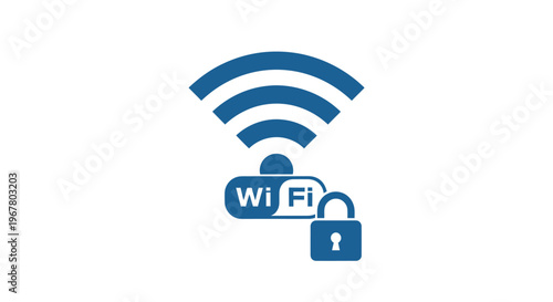 Secure Wi-Fi network icon with lock symbol and signal waves