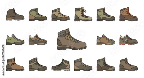 Collection of Hiking Boots and Trekking Shoes | Outdoor Footwear Assortment