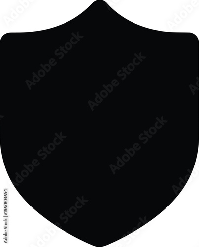 Shield icon black graphic symbol representing protection defense safety and security concept for guarding and insurance
