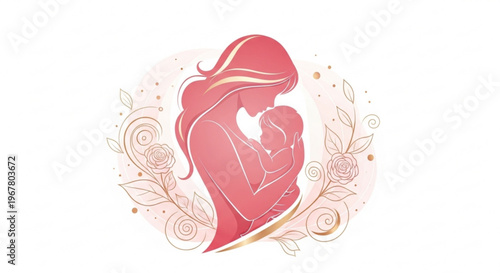 Mother holding baby love and care heart shape floral design symbol of motherhood nurturing family bond love care tenderness heartwarming maternity parenthood affection warmth