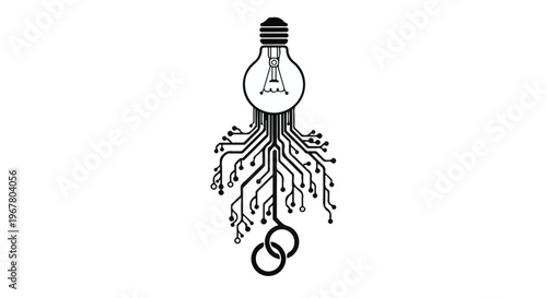 Lightbulb icon integrates complex circuit board patterns into its internal structure.