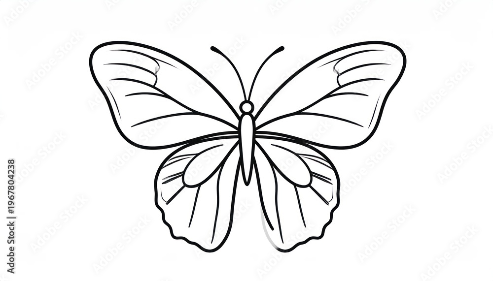 Fototapeta premium Detailed Outline Drawing of a Beautiful Butterfly.