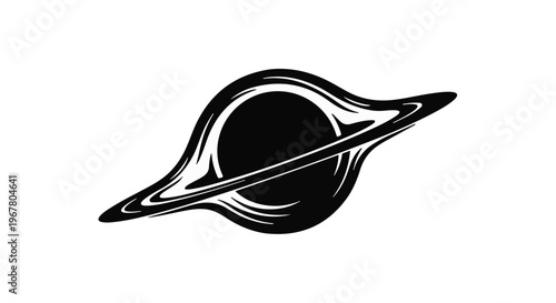 Black hole rotates in space with a glowing accretion disk and dark center.