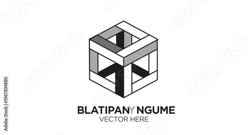 Abstract Geometric Illusion Cube Design