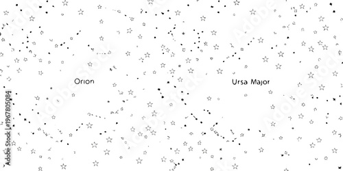 Constellation map displaying orion and ursa major among numerous stars
