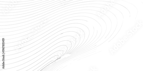 Abstract white lines forming a sweeping curved pattern on a blank background