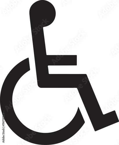 Black wheelchair accessibility symbol, disability sign, handicap icon, vector graphic