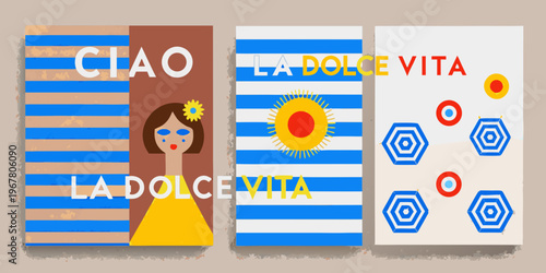 Colorful italian themed artwork with text and illustrative elements