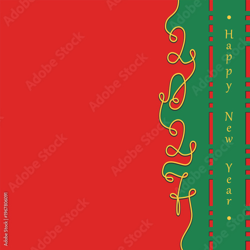 2027 New Year greetings Media post square template. Paper cut minimalist Flat design idea Copy space. Isolated Vector illustration Greetings Thematic Cards Party Invite Banner, leaflets, media posting