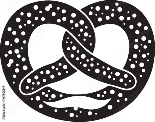 Black and white pretzel vector icon, salty snack symbol, food illustration, bakery logo