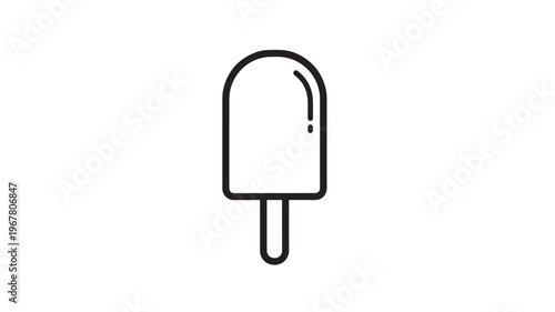 Popsicle outline icon with rounded top and stick for summer treats and frozen desserts on a white background.