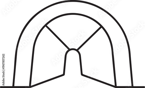 Tunnel ahead warning sign vector in black and white representing underground passage traffic caution navigation and road safety signage