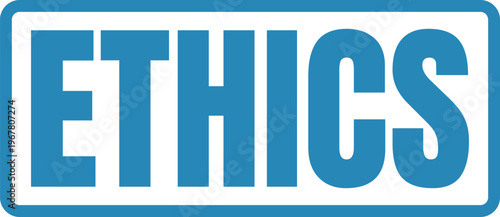 Ethics represented with a modern and clean design in blue and white colors