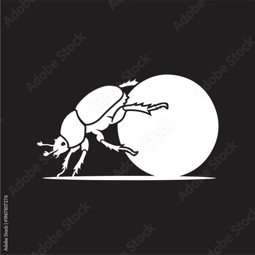 Beetle pushing large white ball.