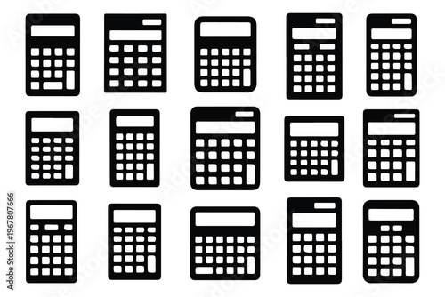 Black and white calculator silhouettes financial mathematics