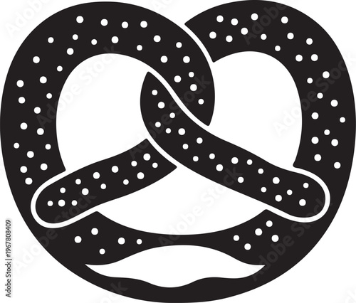 Black pretzel icon, vector pretzel symbol, food illustration, bakery logo
