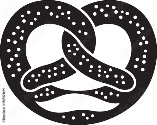 Black pretzel icon, vector pretzel symbol, food illustration, bakery logo