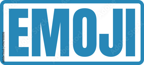 Emoji logo featuring stylized text in a bordered rectangular frame
