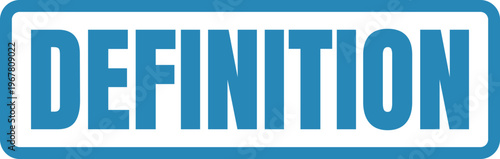 A bold banner displaying the word definition in blue