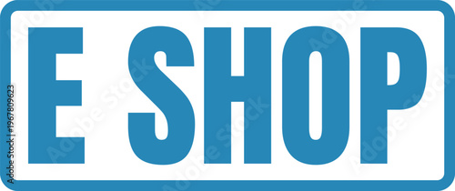 Blue and white e-shop logo design featuring the word eshop prominently