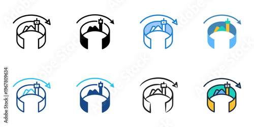 VR tourism icons set multiple style collection. Editable stroke 

