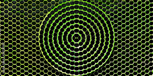 Neon green honeycomb pattern with a spiraling dark center design