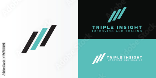A minimalist AI SaaS logo featuring three angled bars with a teal centre accent, symbolising visibility, optimisation, and forward momentum in modern intelligent systems for fast, scalable growth.
