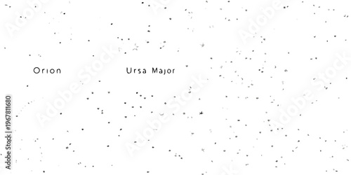 Star chart depicting constellations orion and ursa major against a white background